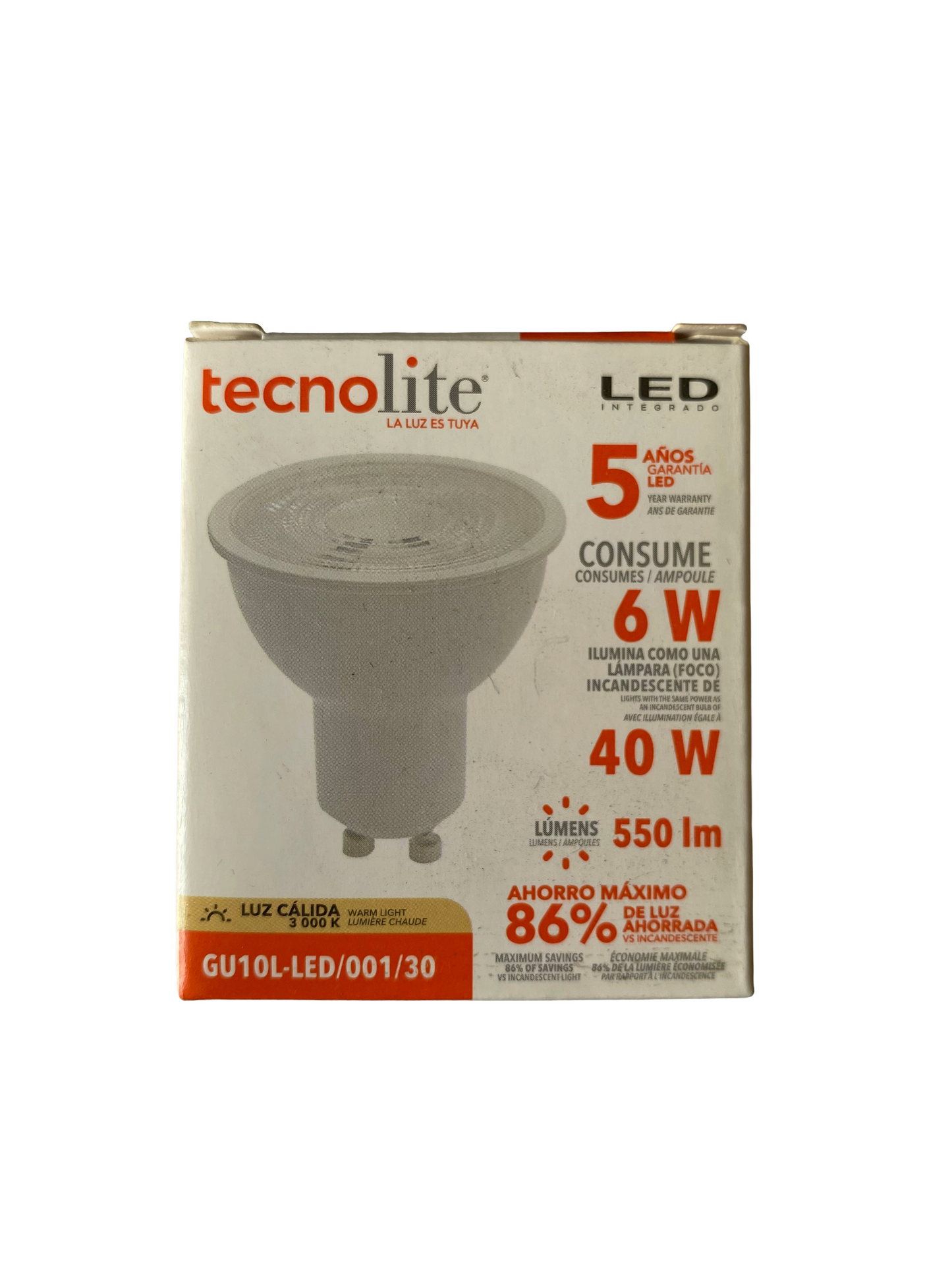 BOMBILLA LED 6W GU10 LUZ CALIDA