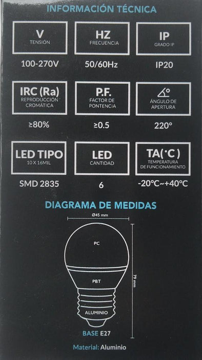 Bombillo LED 5W - 3000K Cálido - 5700K Blanco - Rosca E27