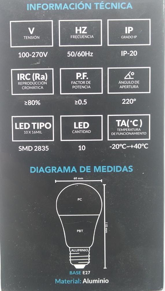 Bombillo LED - 9W - 3000K Cálido - 5700K Blanco - Rosca E27