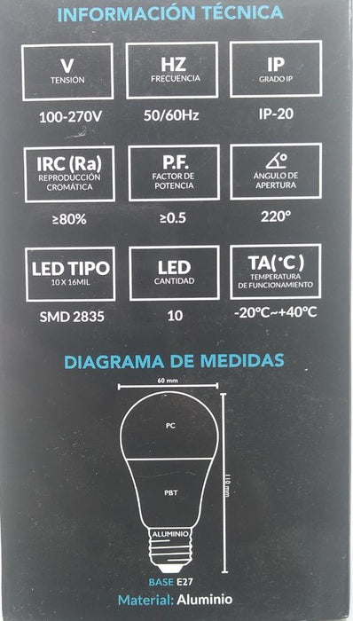 Bombillo LED - 9W - 3000K Cálido -  5700K Blanco - Rosca E27