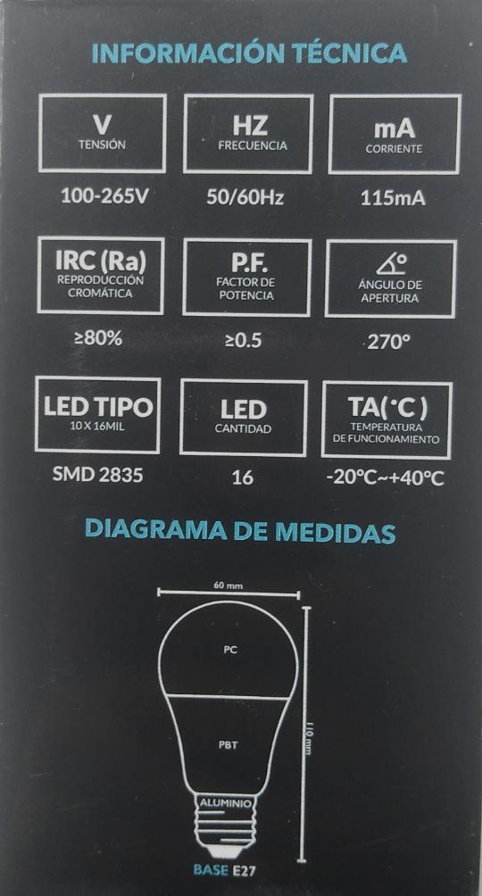Bombillo LED - 7W - 3000K Cálido - Rosca E27