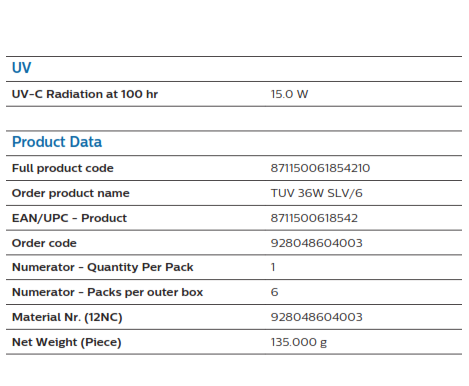 UV-C GERMICIDA TUV 36W PHILIPS