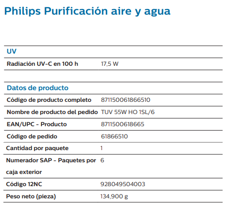 UV-C GERMICIDA TUV 55W PHILIPS