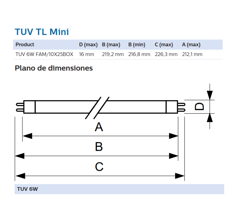 UV-C GERMICIDA TUV 6W PHILIPS