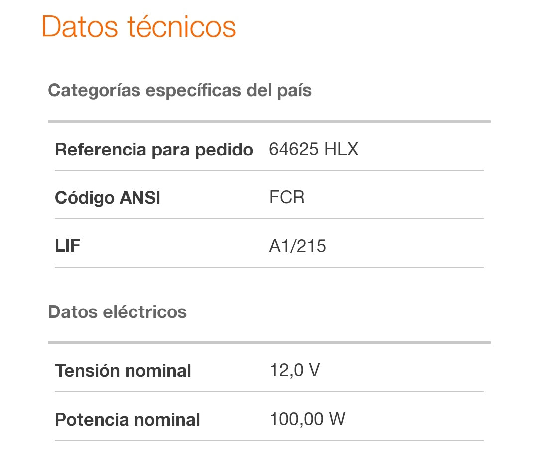 12V - 100W - FCR - 64625 - HLX OSRAM