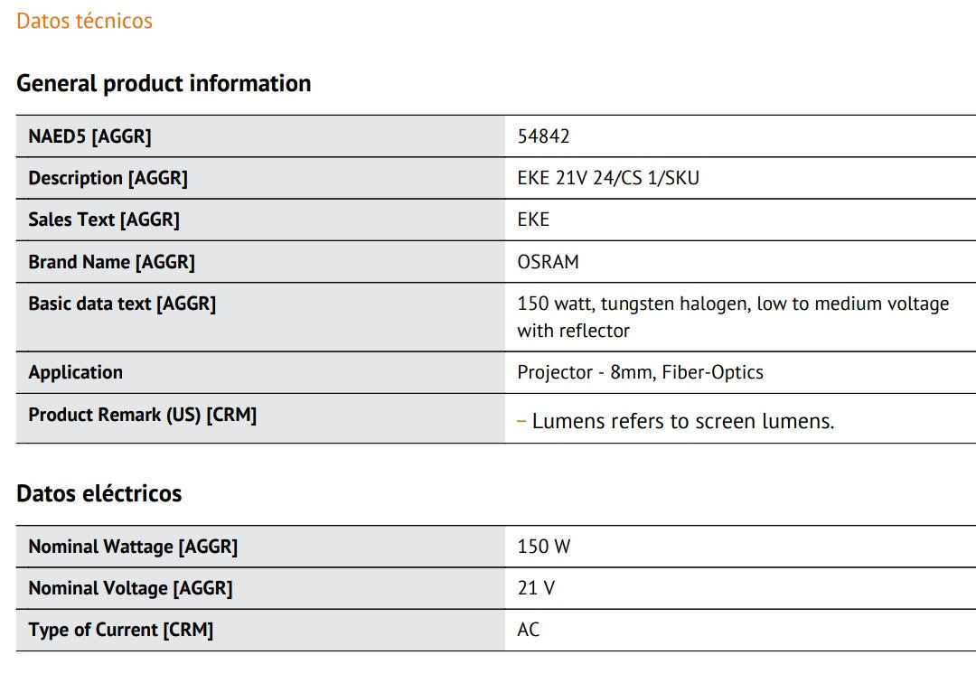 21V - 150W - EKE - OSRAM
