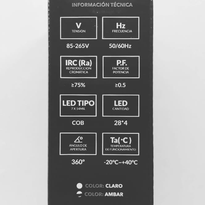 Bombillo LED - 4W - 2200K Amarillo (Ámbar) - Rosca E27