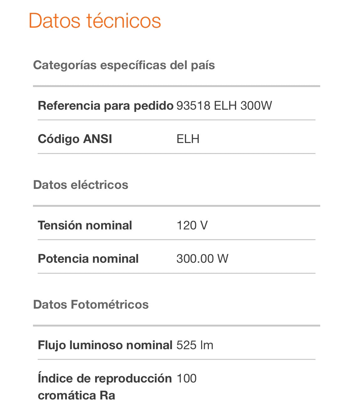 120V - 300W - ELH - 93518