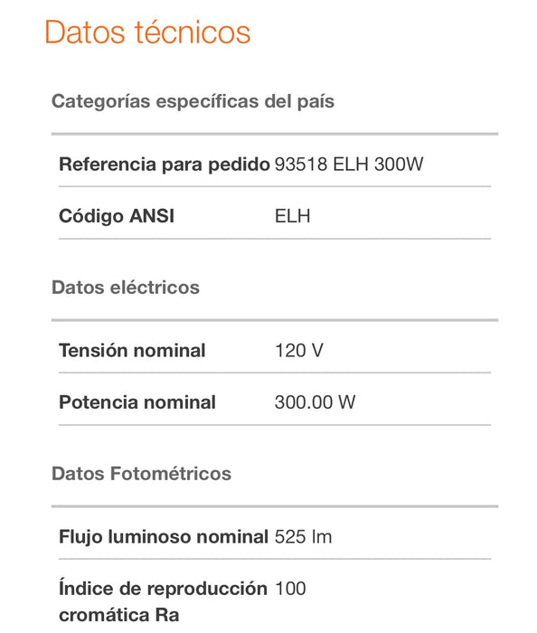 120V - 300W - ELH - 93518