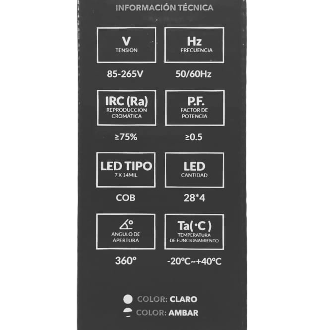 Bombillo LED - 4W - 2200K Amarillo (Ámbar) - Rosca E27