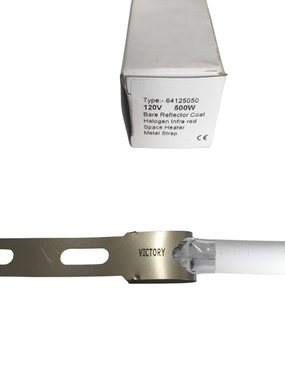 Lámpara Infrarroja Halógena Victory 120V 500W Tipo 64125050 con Abrazaderas Metálicas 242mm