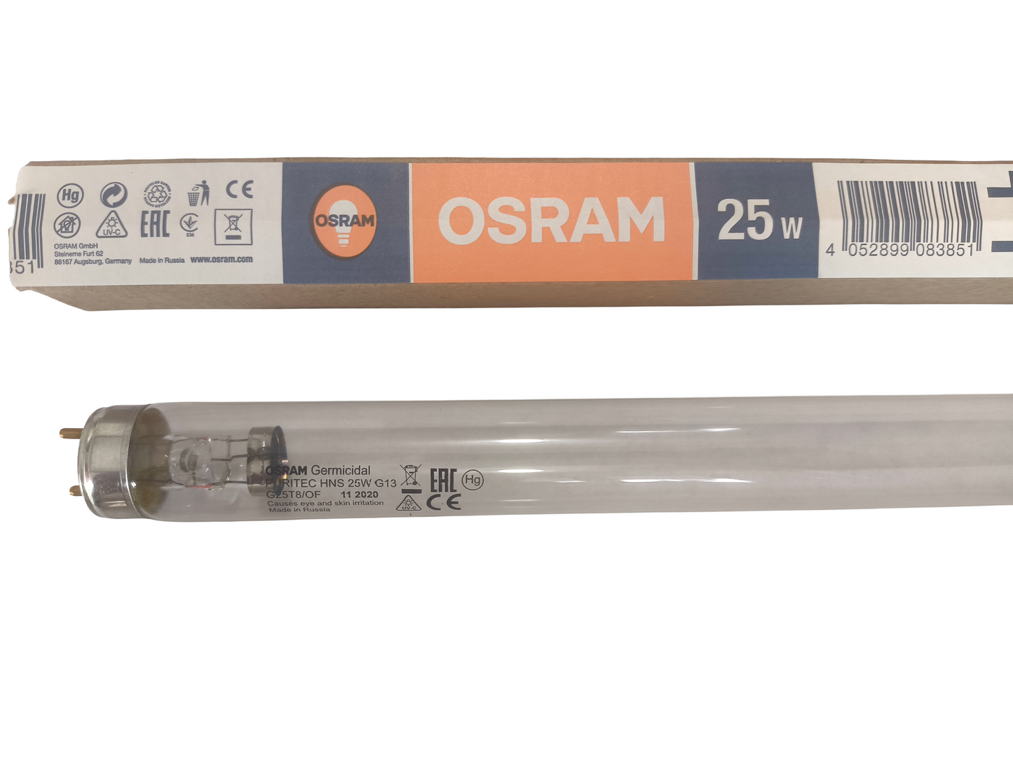 Lámpara Germicida UV-C 25W G13 T8 | Desinfección de Aire, Agua y Superficies