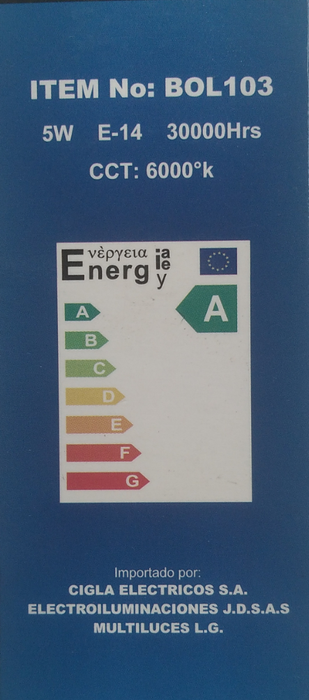 Bombillo LED C-37 - 5W - Rosca E14