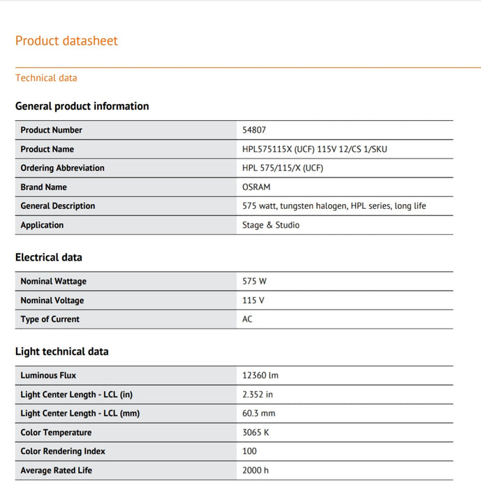 115V - 575W - HPL