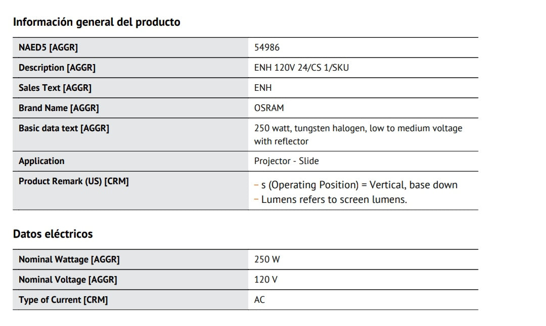 120V - 250W - ENH - OSRAM