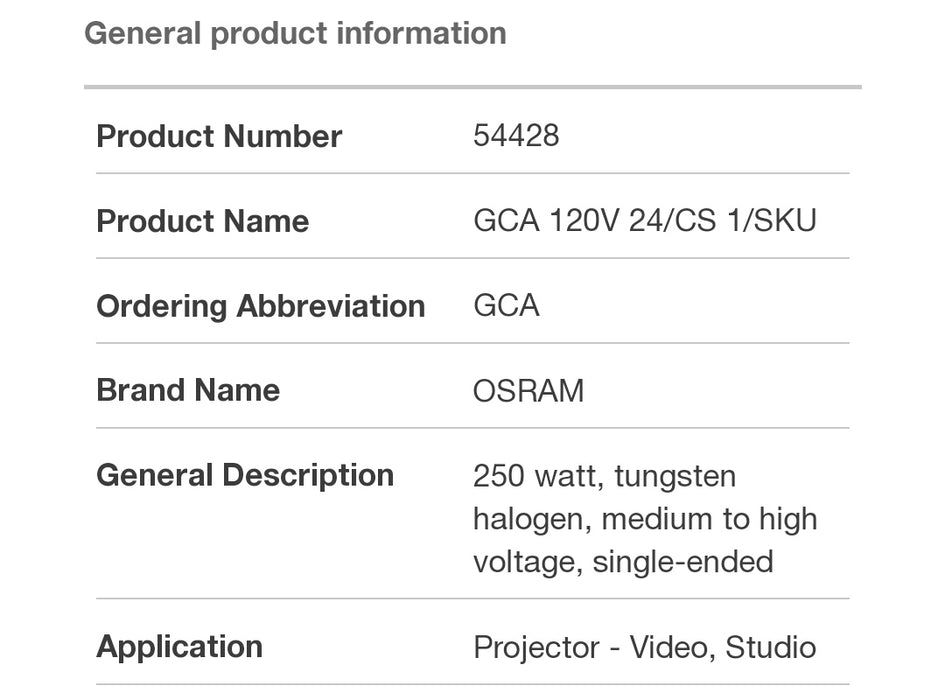 120V - 250W - G5.3 - GCA - 54428