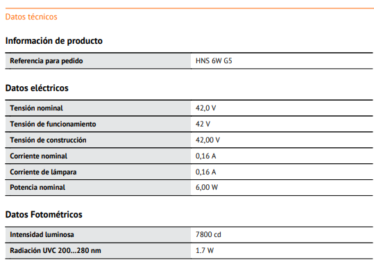 UV-C GERMICIDA HNS 6W OSRAM