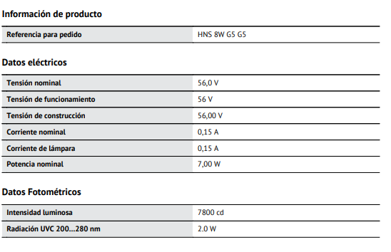 UV-C GERMICIDA HNS 8W OSRAM